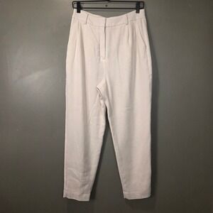 Express Women's Super High Rise Ankle Pants Linen Blend, Size 8, White